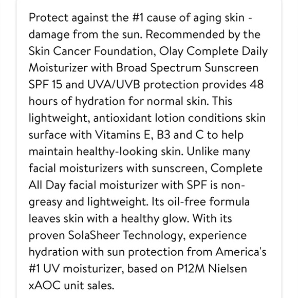 Olay Complete Daily Moisturizer for Normal Skin, NEW!SPF 15, 4 Fl Oz. EXP 2/25 - Picture 8 of 12